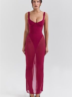 House of CB- Robina Dress Wine (M) Regular Cup (READ CAPTION)